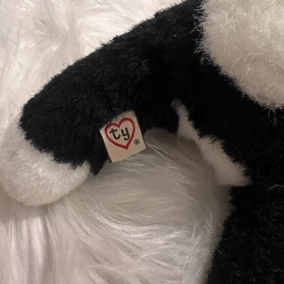 Vintage TY Classic Black White Rabbit Easter Bunny Plush Stuffed Animal 1990 HTF - Picture 6 of 9
